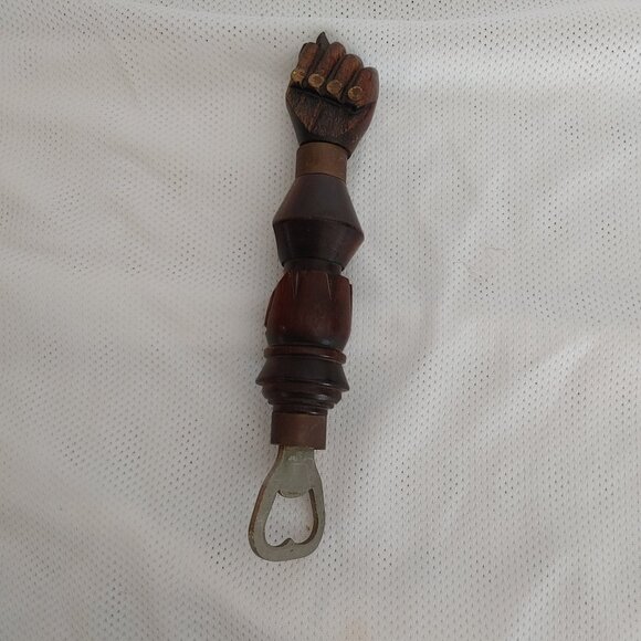 Vintage Figa Fist Wooden Handcrafted Bottle Opener and Corkscrew Set - Picture 3 of 6